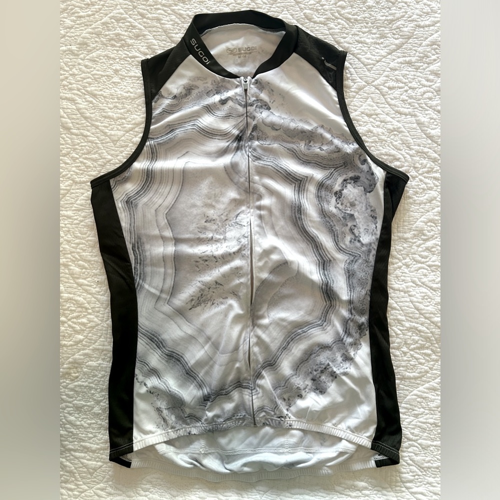 Gray & White Sleeveless Sugoi Cycling Biking Jersey Shirt, M